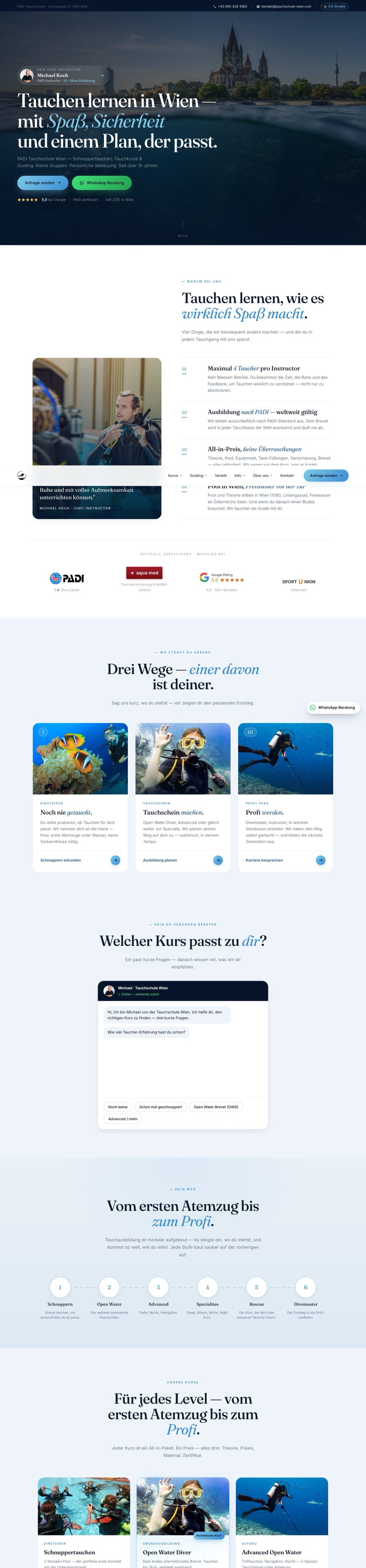 Website for Tauchschule Wien